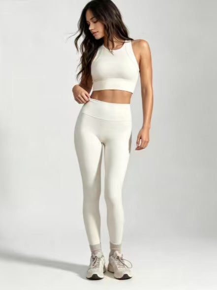 Conjunto de yoga 2 piezas: top de tirantes y leggings de talle alto con bolsillos