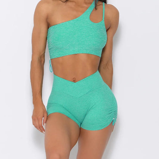 Conjunto deportivo de sujetador con pantalón o shorts en verde menta