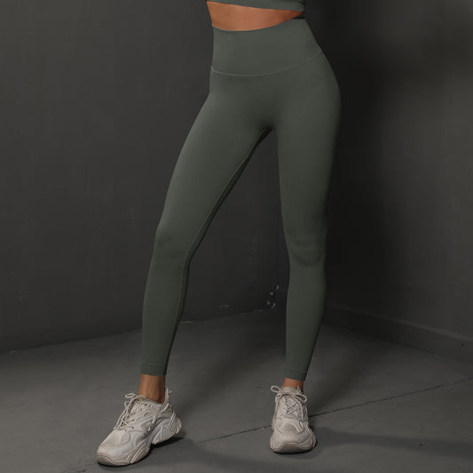Leggings sin costuras de talle alto, largos y de color liso